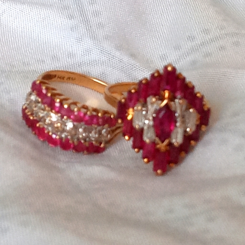 Ruby & diamond ring set